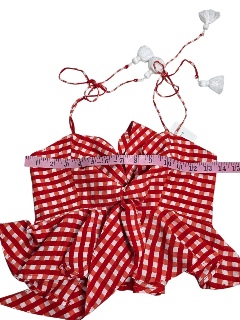FAITHFULL THE BRAND Red plaid peplum camisole with front tie - Picture 10 of 16